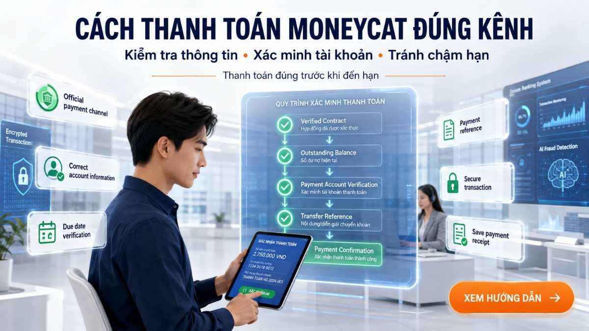 Hướng dẫn cách thanh toán MoneyCat đúng kênh và lưu biên lai